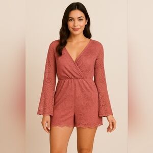🌸 See You Monday Pink Lace Romper Size L